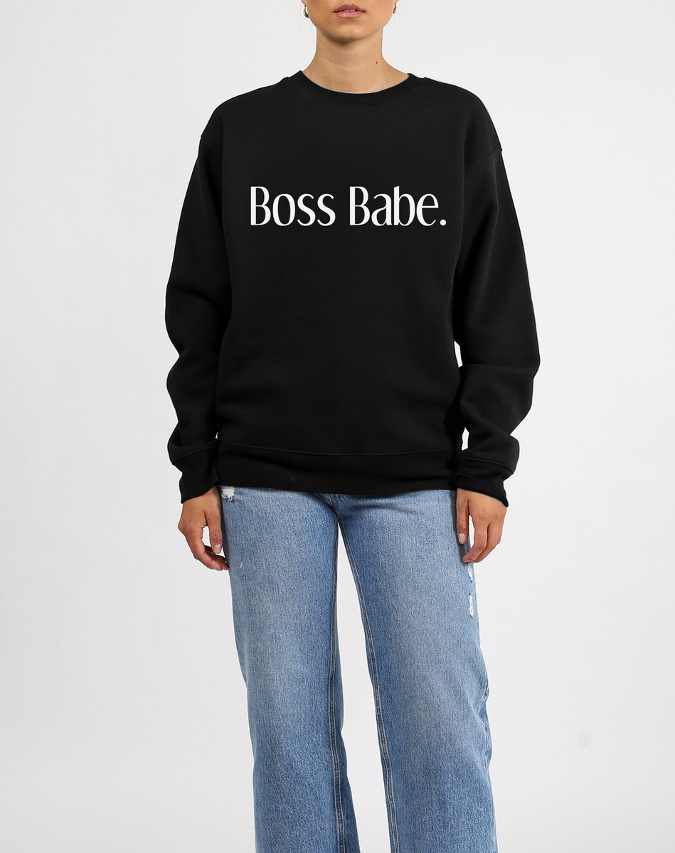 Women's Preowned Brunette The Label Black Pullover Sweatshirt Boss Babe  Size XS