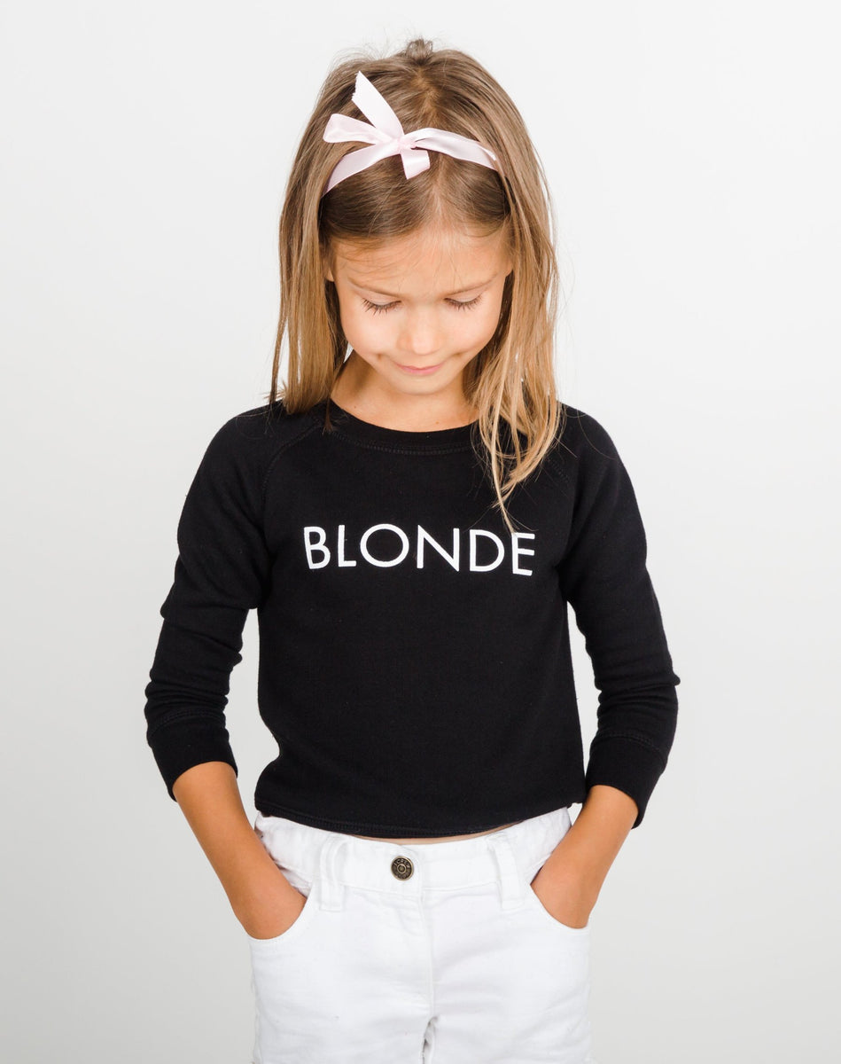 Brunette The Label, Tops, Brunette The Label Black Cropped Girls  Sweatshirt Size Smallmedium