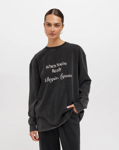 Boxy Long Sleeve Tee -"Begin Again"