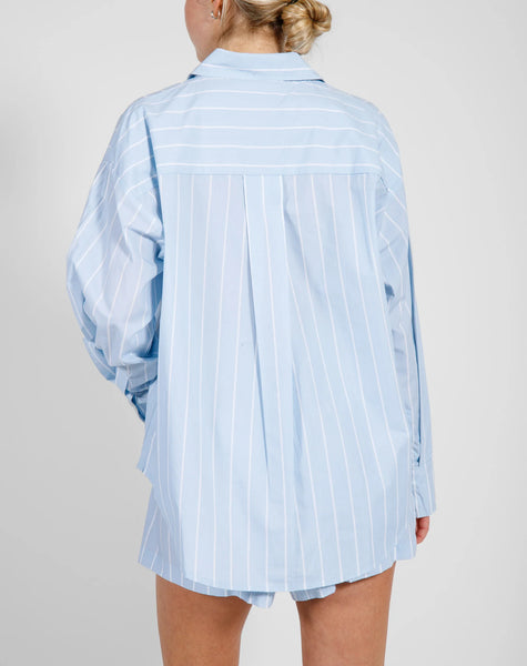 Button Up Shirt - Striped | Baby Blue