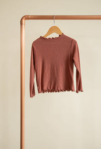 Ribbed Funnel Neck Long Sleeve