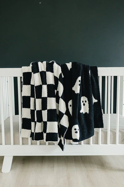 Plush Blanket - Black & White Halloween