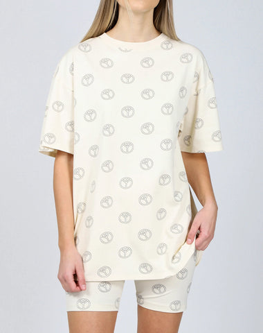 Oversized Boxy Tee - All Over Peace Sign