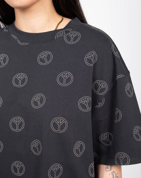 Oversized Boxy Tee - All Over Peace Sign