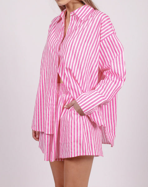 Button Up Shirt - Striped | Pink